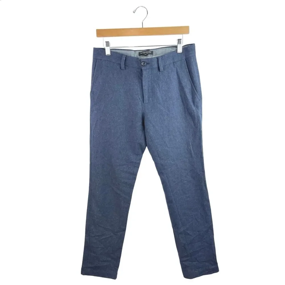 Banana Republic Aiden Men's Blue Wool Straight Leg Trouser Dress Pants Size 32